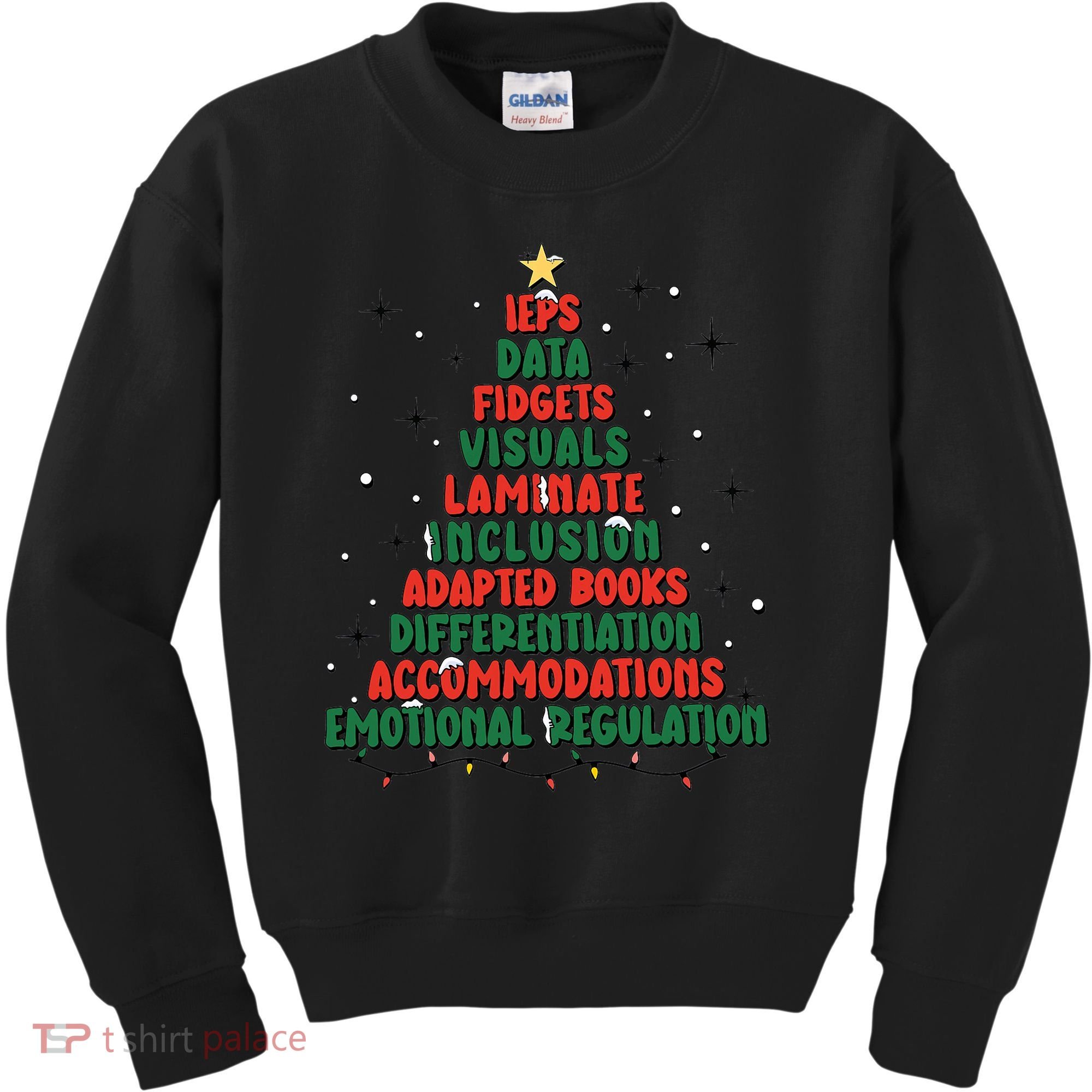 Special Ed Teacher Christmas Holiday Teacher Xmas Lights Kids Sweatshirt
