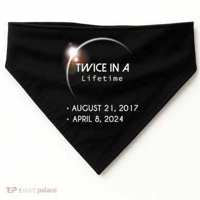 Solar Eclipse Twice In Lifetime 2024 USA-Made Doggie Bandana