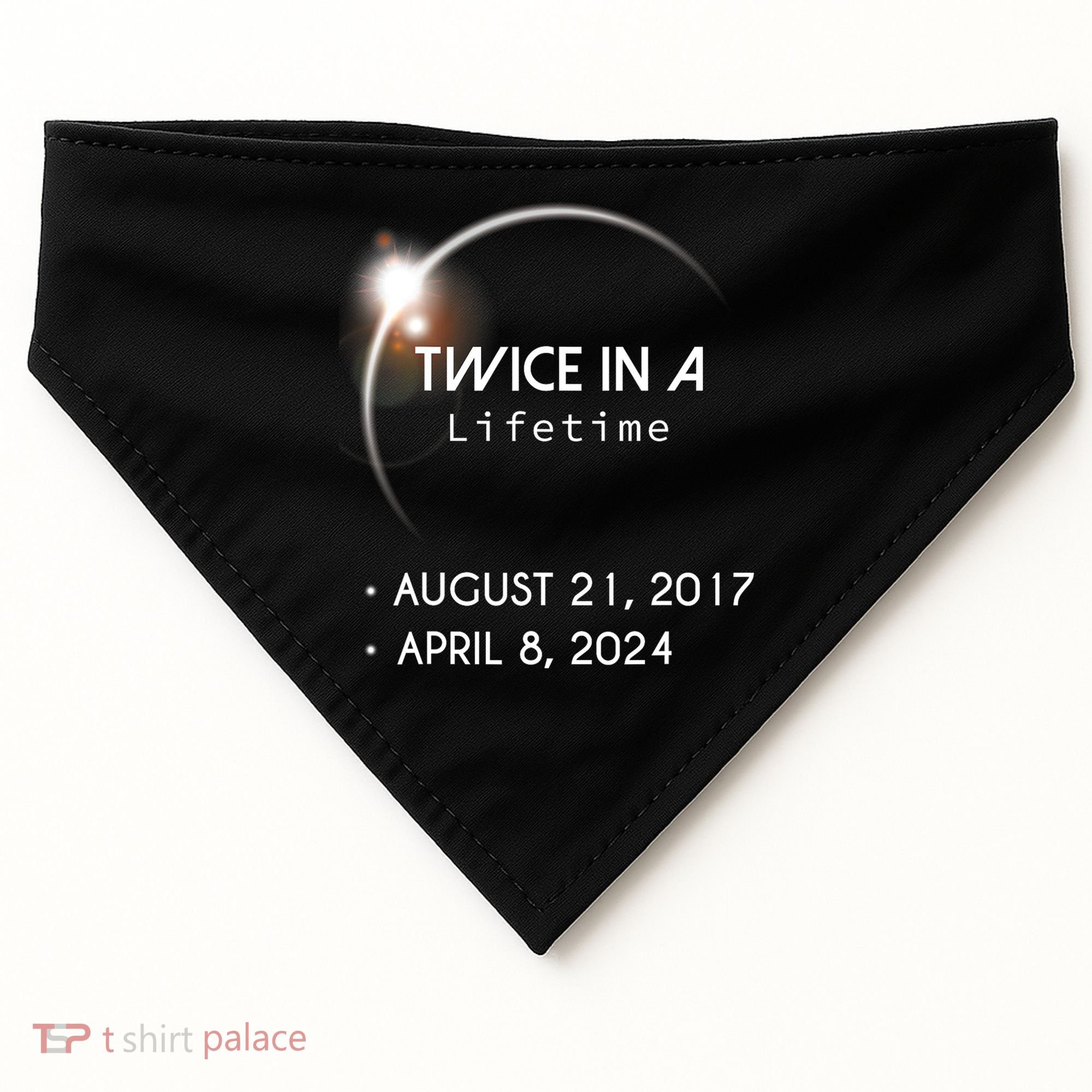 Solar Eclipse Twice In Lifetime 2024 USA-Made Doggie Bandana