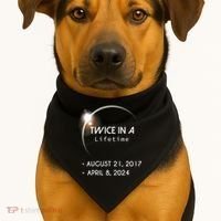 Solar Eclipse Twice In Lifetime 2024 USA-Made Doggie Bandana thumb 1