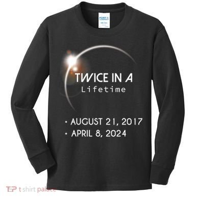Solar Eclipse Twice In Lifetime 2024 Kids Long Sleeve Shirt