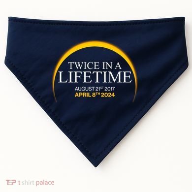Solar Eclipse Twice In Lifetime 2024 USA-Made Doggie Bandana
