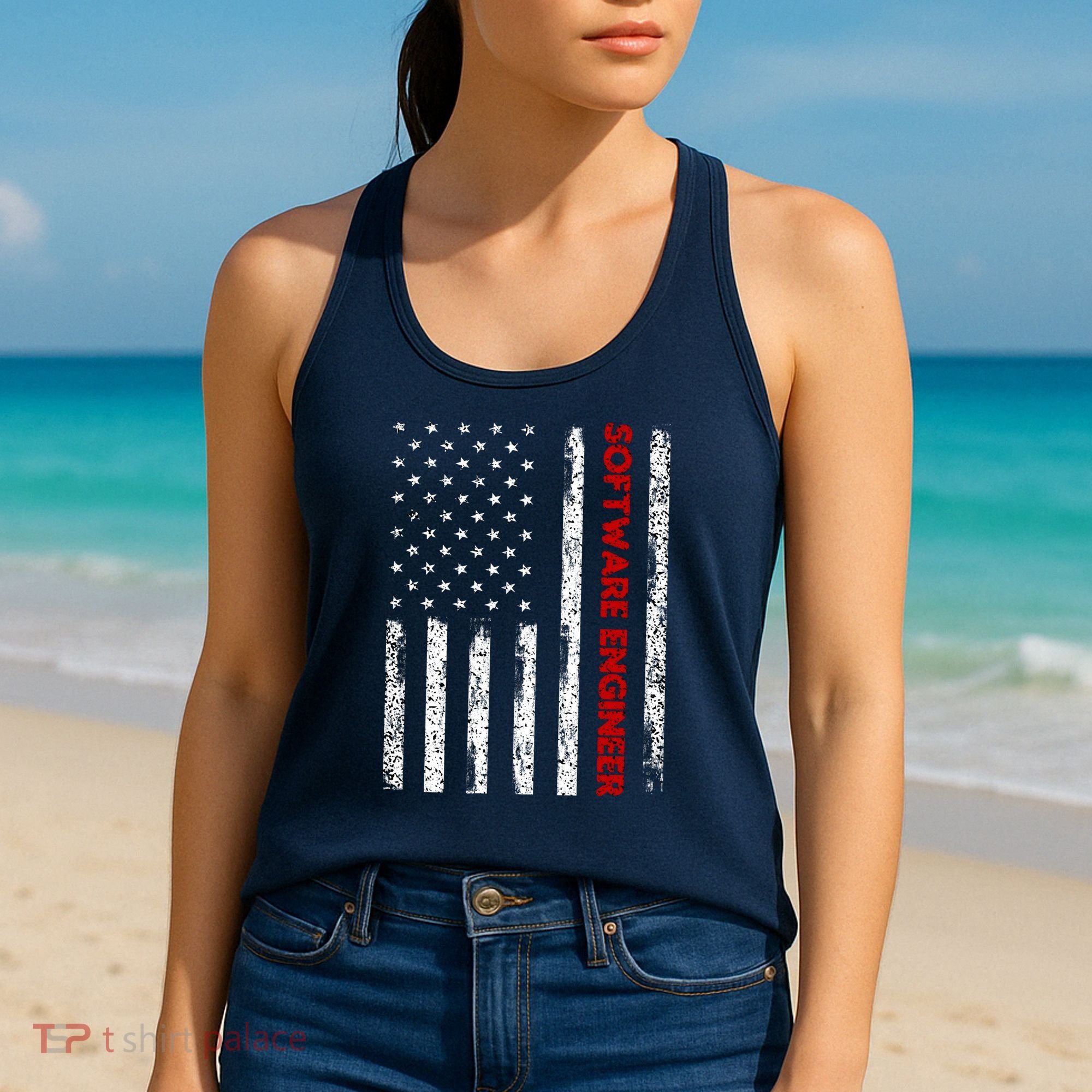 Software Engineer USA Flag Women's Tank Top