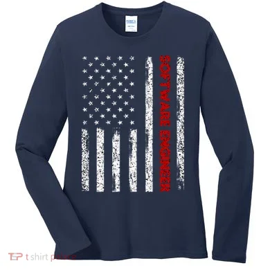 Software Engineer USA Flag Women's Long Sleeve Shirt