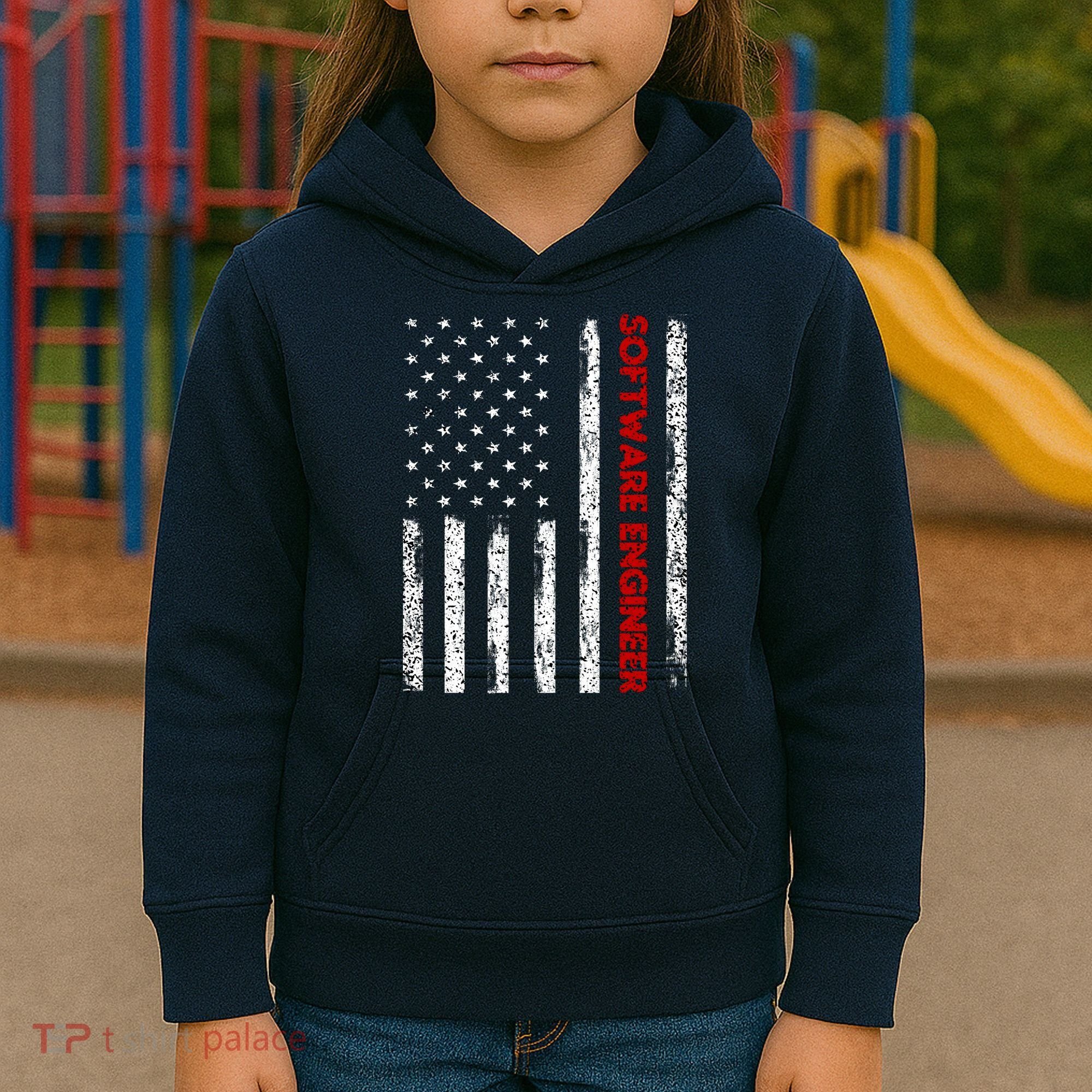 Software Engineer USA Flag Kids Hoodie