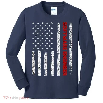 Software Engineer USA Flag Kids Long Sleeve Shirt