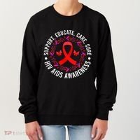 Support Educate World Aids Day Hiv/aids Awareness Red Ribbon Gift Women's Sweatshirt thumb 0