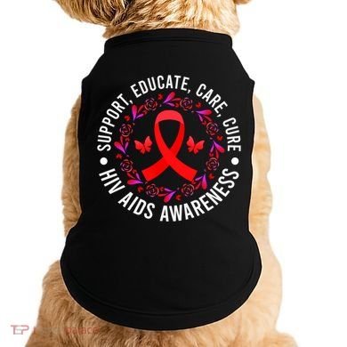 Support Educate World Aids Day Hiv/aids Awareness Red Ribbon Gift Doggie Tank