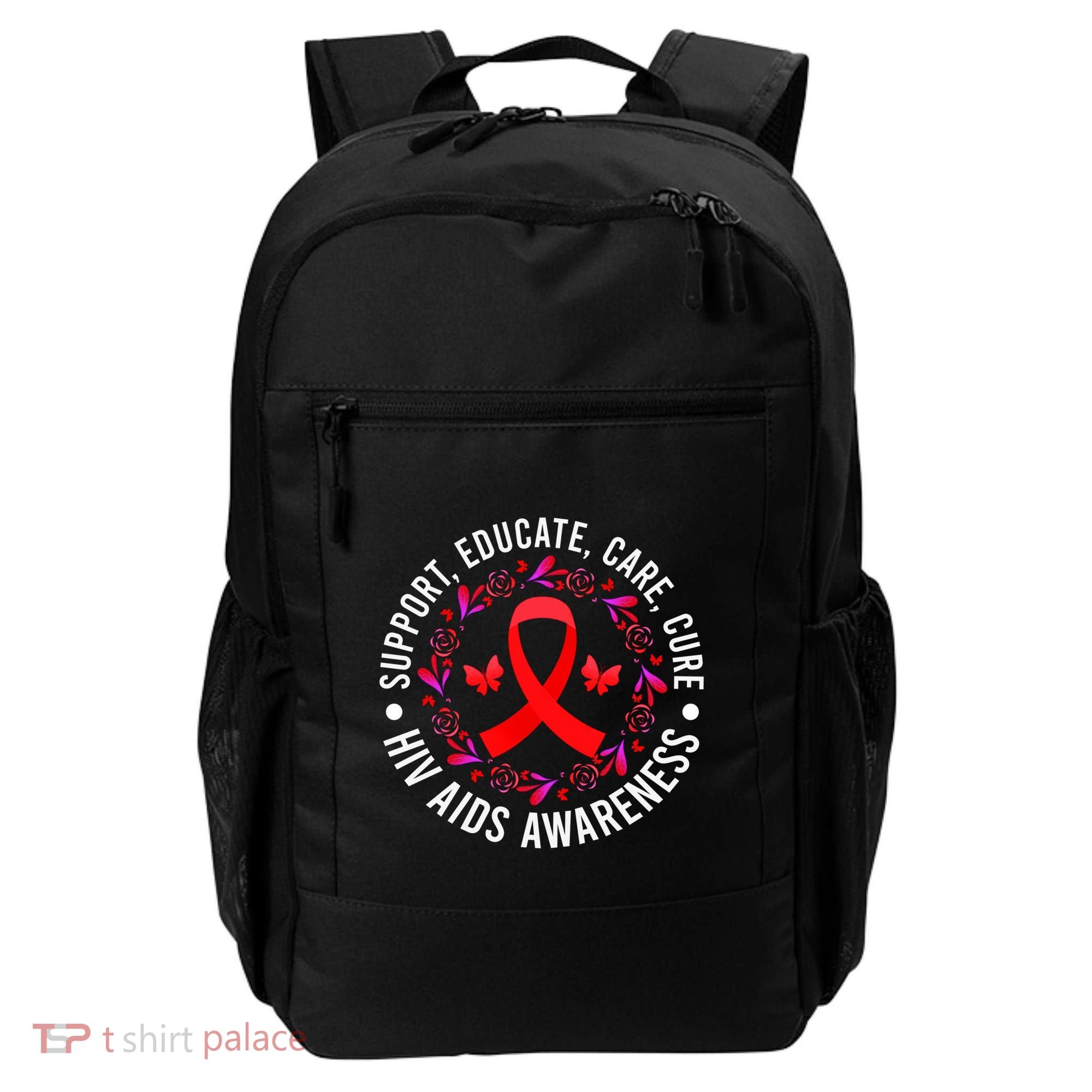 Support Educate World Aids Day Hiv/aids Awareness Red Ribbon Gift Backpack