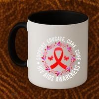 Support Educate World Aids Day Hiv/aids Awareness Red Ribbon Gift Coffee Mug thumb 2