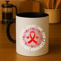 Support Educate World Aids Day Hiv/aids Awareness Red Ribbon Gift Coffee Mug thumb 4