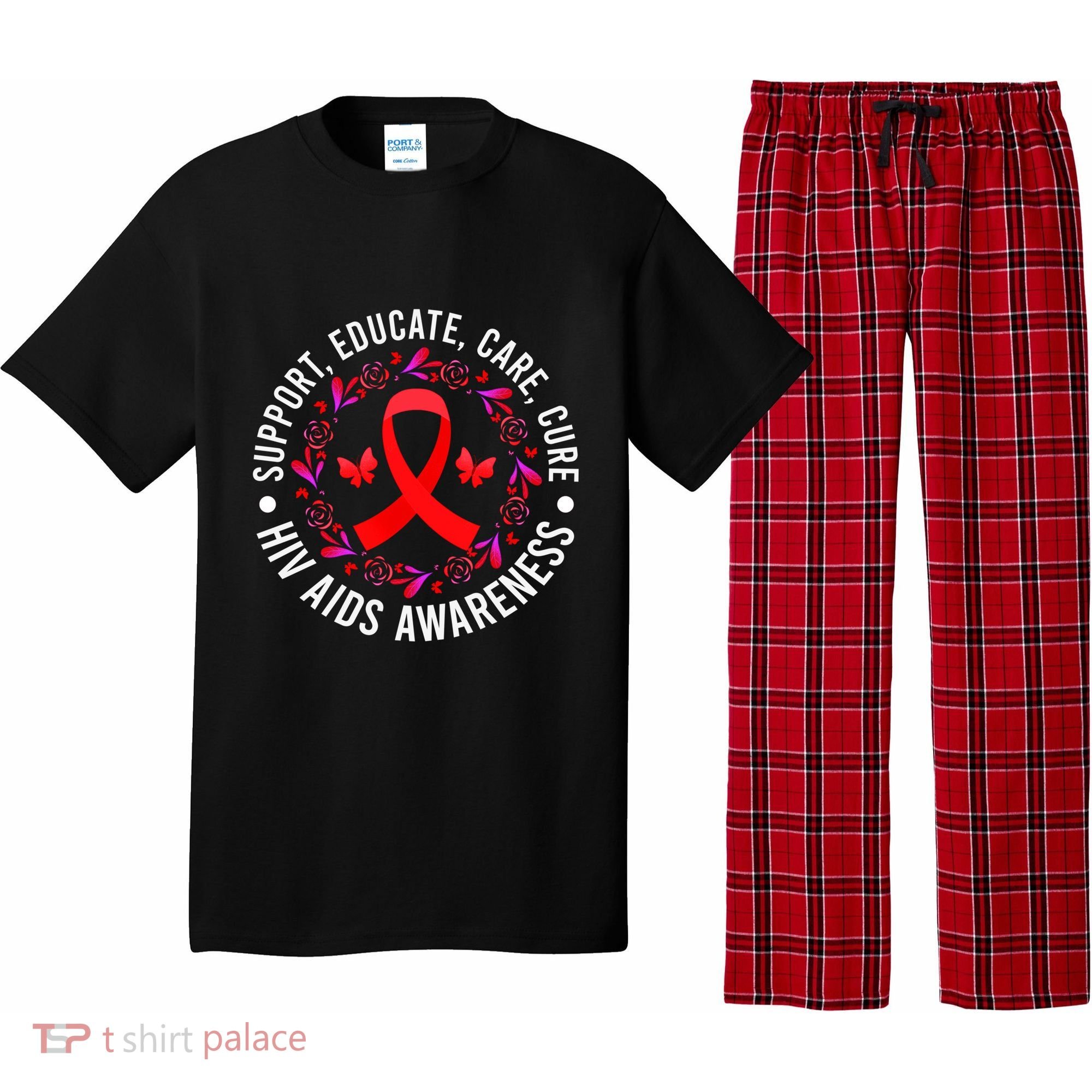 Support Educate World Aids Day Hiv/aids Awareness Red Ribbon Gift Pajama Set