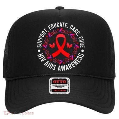 Support Educate World Aids Day Hiv/aids Awareness Red Ribbon Gift Hat