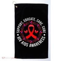 Support Educate World Aids Day Hiv/aids Awareness Red Ribbon Gift Golf Towel thumb 0