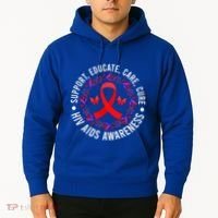 Support Educate World Aids Day Hiv/aids Awareness Red Ribbon Gift Hoodie thumb 2