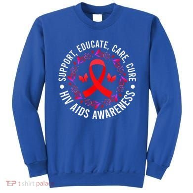 Support Educate World Aids Day Hiv/aids Awareness Red Ribbon Gift Sweatshirt