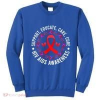 Support Educate World Aids Day Hiv/aids Awareness Red Ribbon Gift Sweatshirt thumb 0