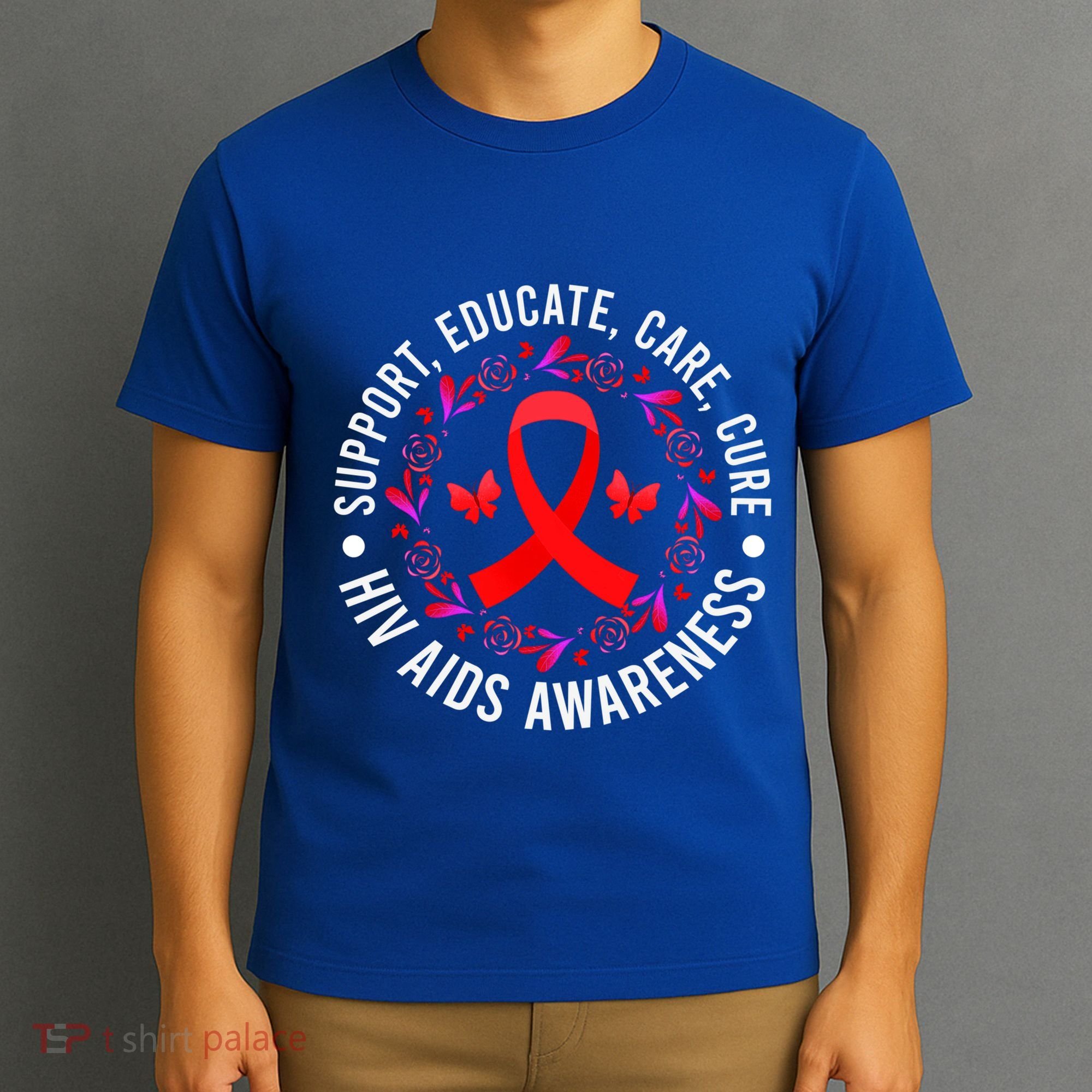 Support Educate World Aids Day Hiv/aids Awareness Red Ribbon Gift T-Shirt