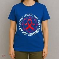 Support Educate World Aids Day Hiv/aids Awareness Red Ribbon Gift T-Shirt thumb 4