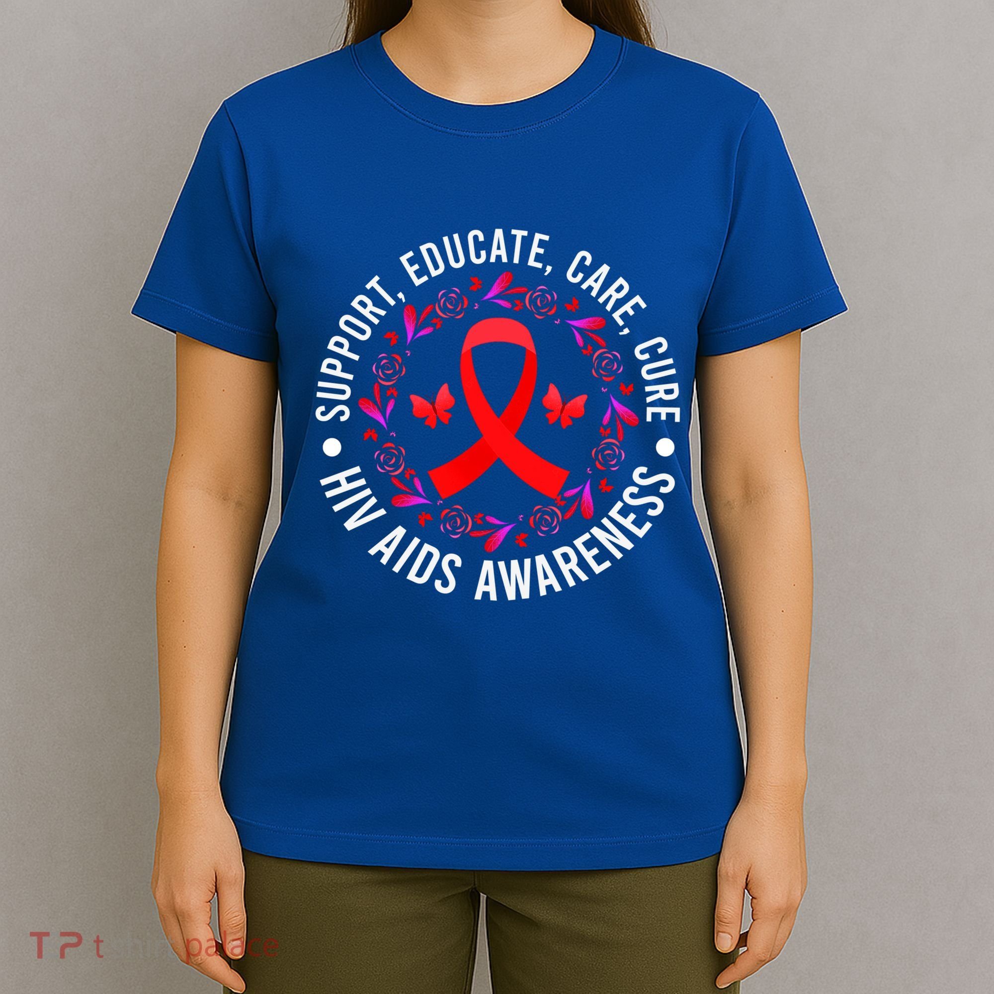 Support Educate World Aids Day Hiv/aids Awareness Red Ribbon Gift T-Shirt