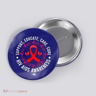 Support Educate World Aids Day Hiv/aids Awareness Red Ribbon Gift Button