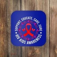 Support Educate World Aids Day Hiv/aids Awareness Red Ribbon Gift Coaster thumb 0