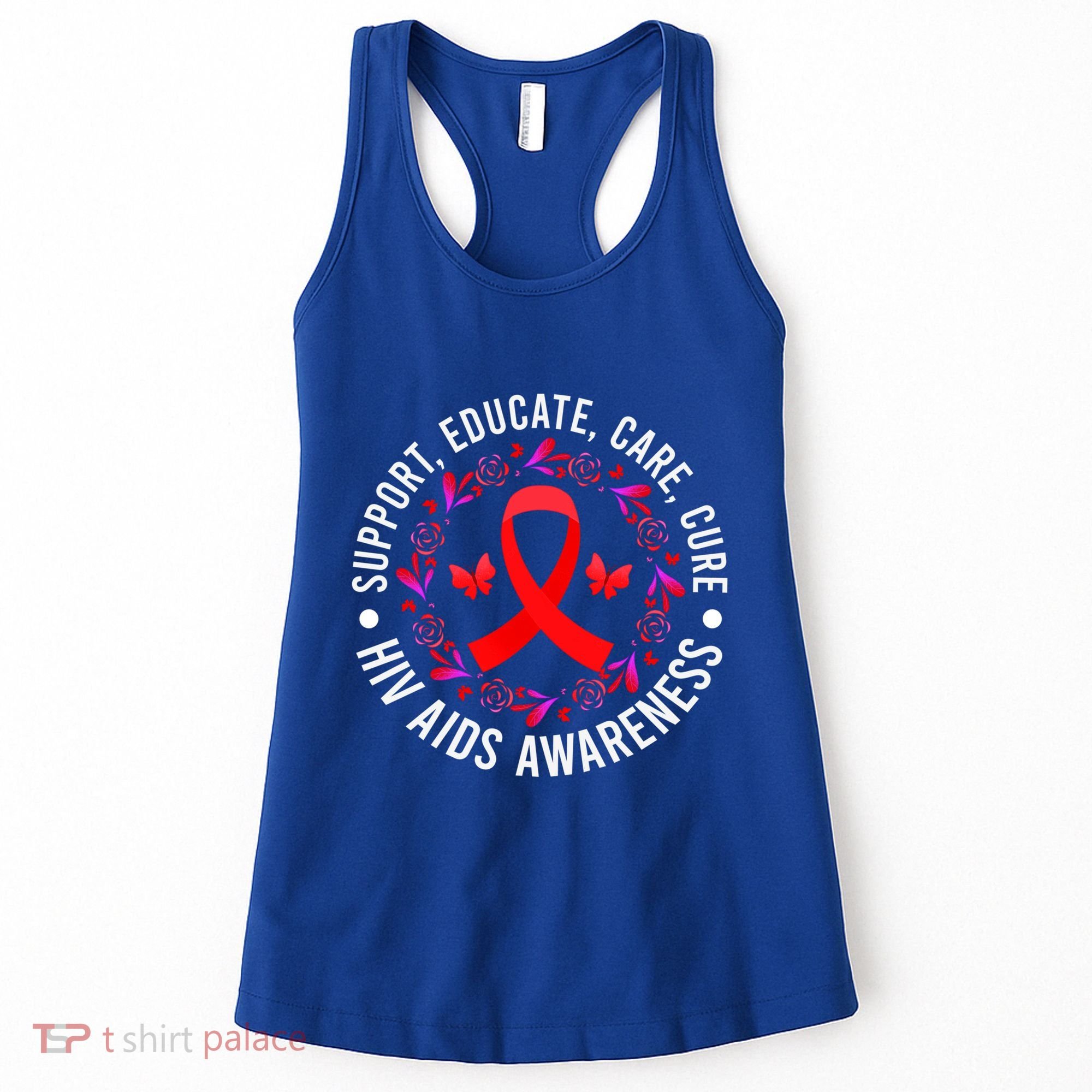 Support Educate World Aids Day Hiv/aids Awareness Red Ribbon Gift Women's Tank Top