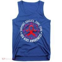 Support Educate World Aids Day Hiv/aids Awareness Red Ribbon Gift Tank Top thumb 0