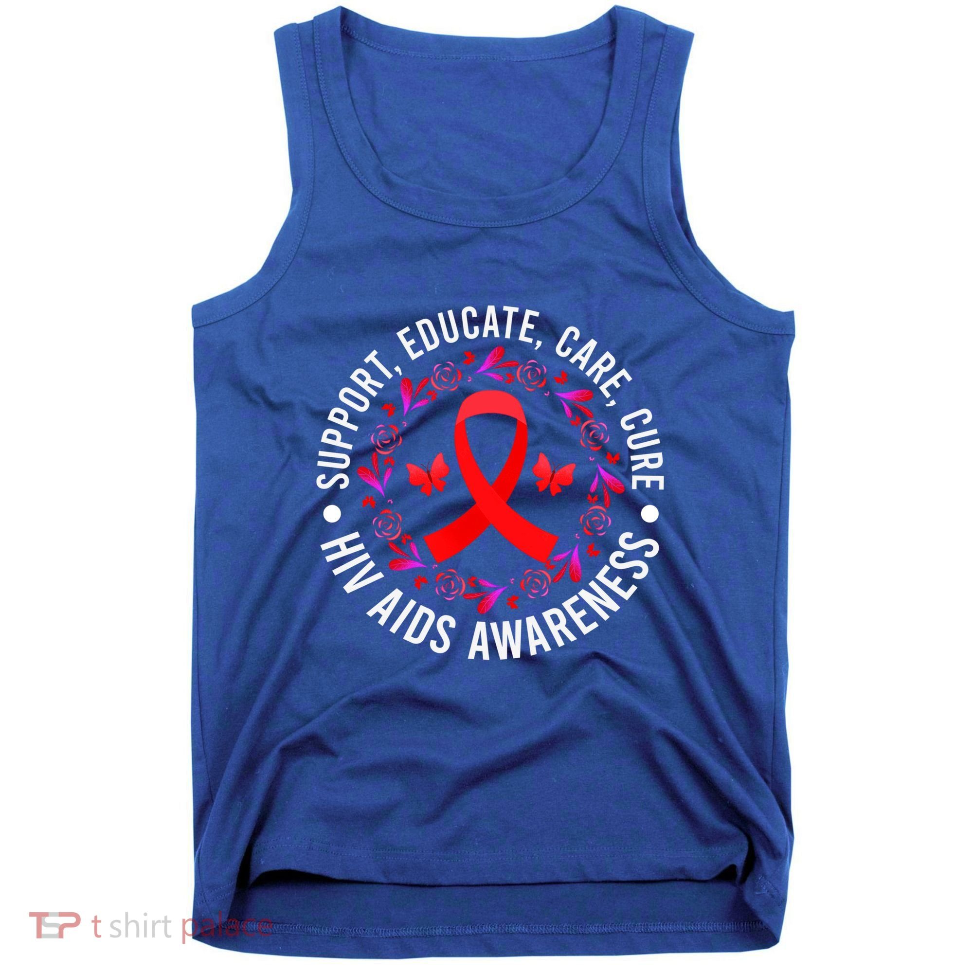 Support Educate World Aids Day Hiv/aids Awareness Red Ribbon Gift Tank Top