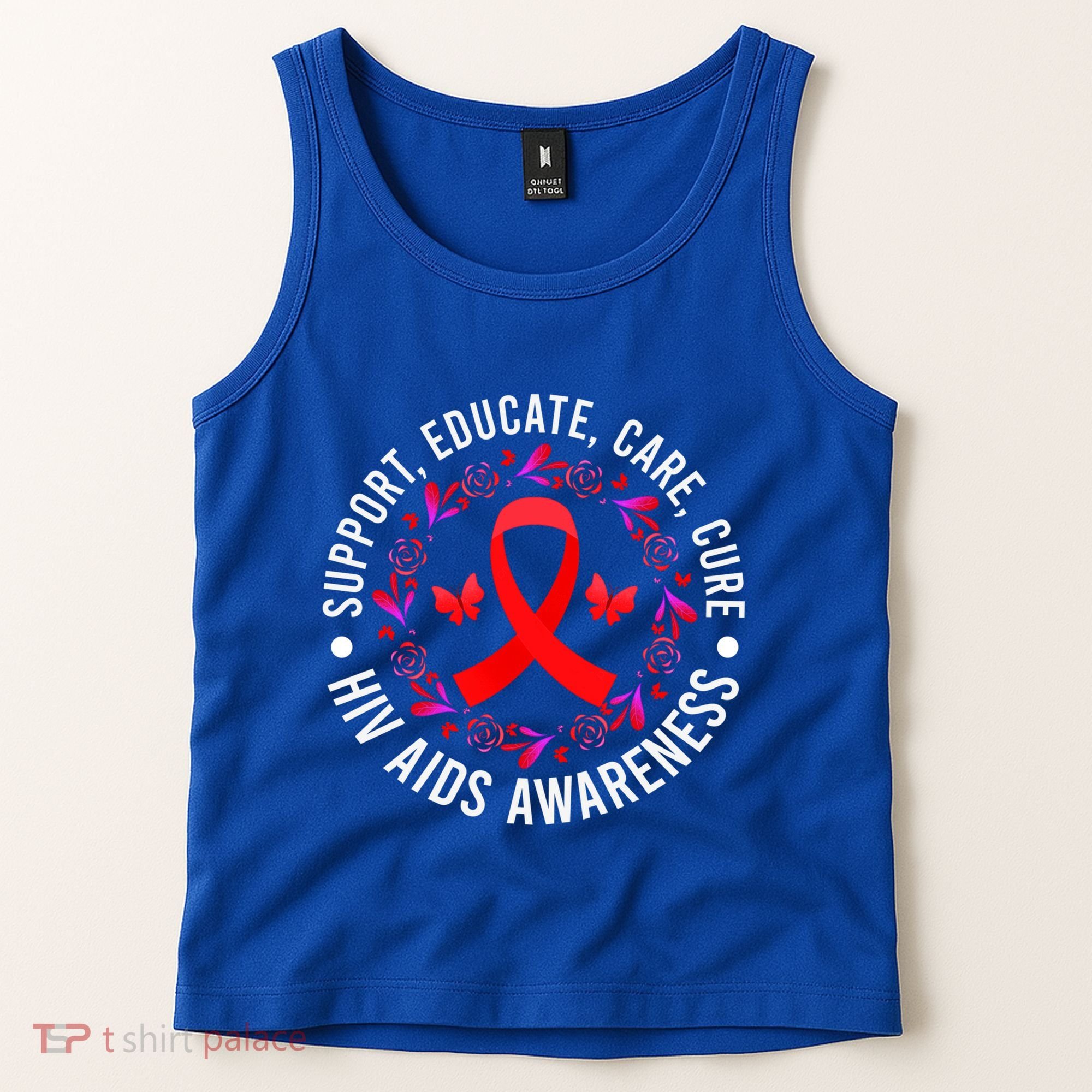 Support Educate World Aids Day Hiv/aids Awareness Red Ribbon Gift Tank Top