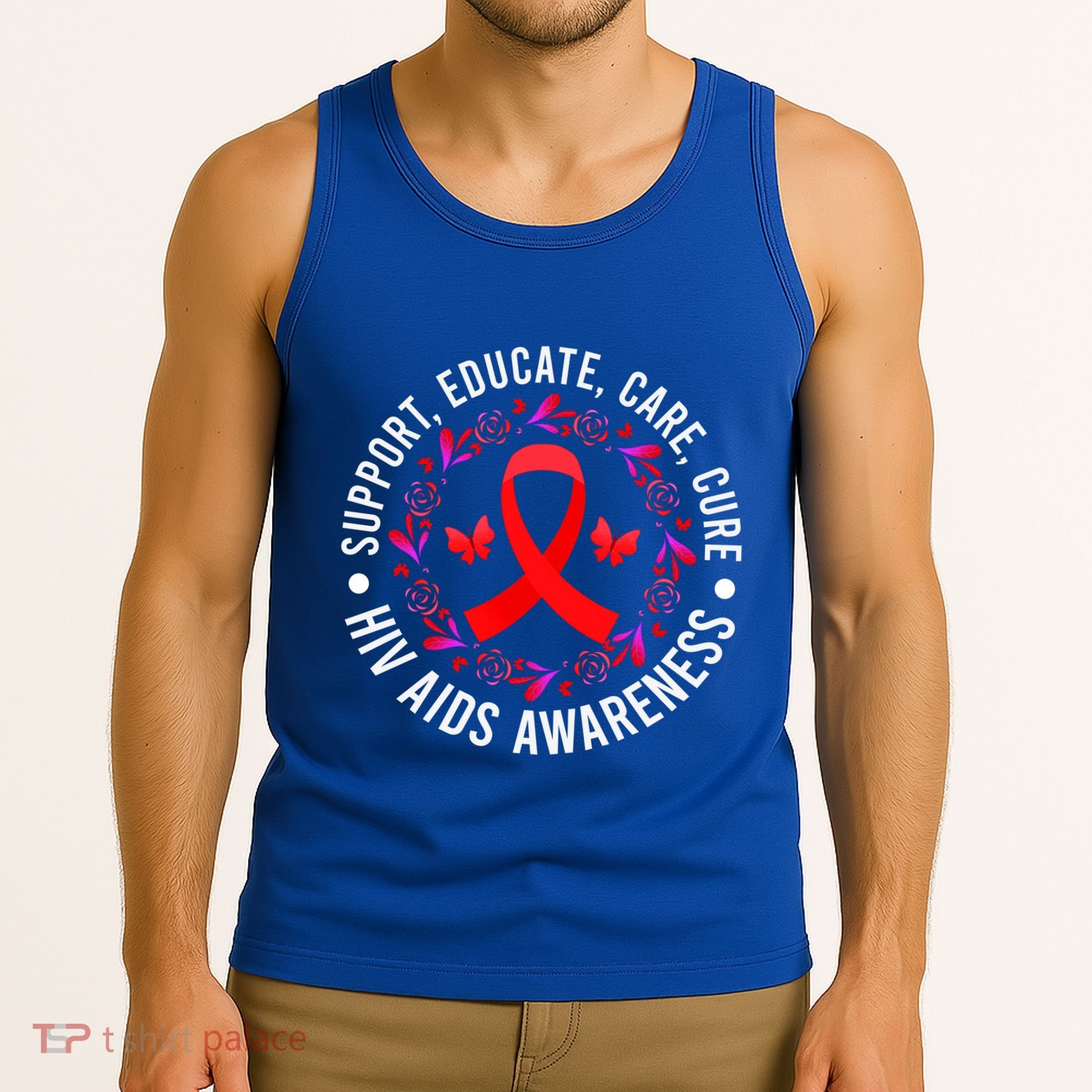 Support Educate World Aids Day Hiv/aids Awareness Red Ribbon Gift Tank Top