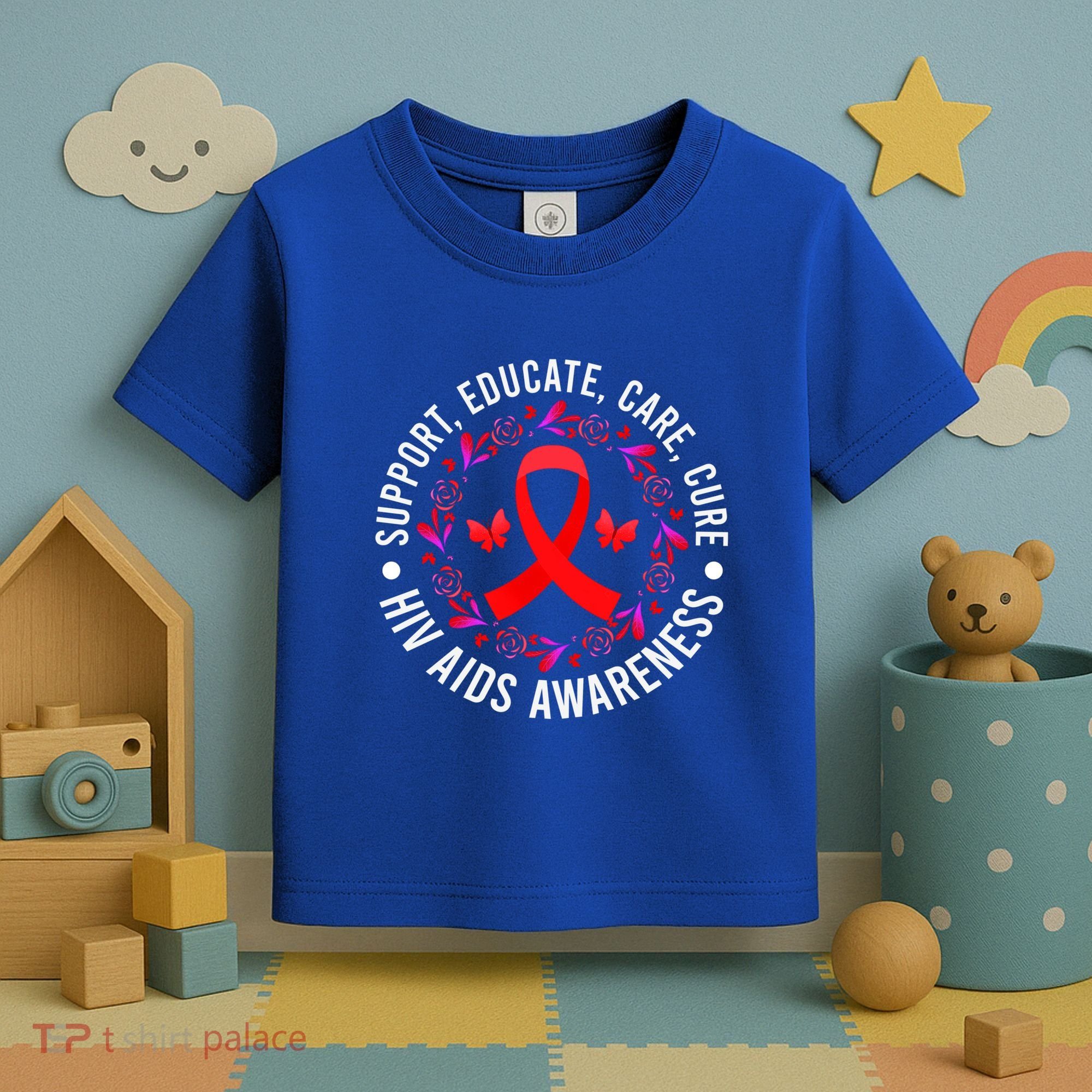 Support Educate World Aids Day Hiv/aids Awareness Red Ribbon Gift Toddler T-Shirt
