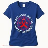 Support Educate World Aids Day Hiv/aids Awareness Red Ribbon Gift Women's T-Shirt thumb 0