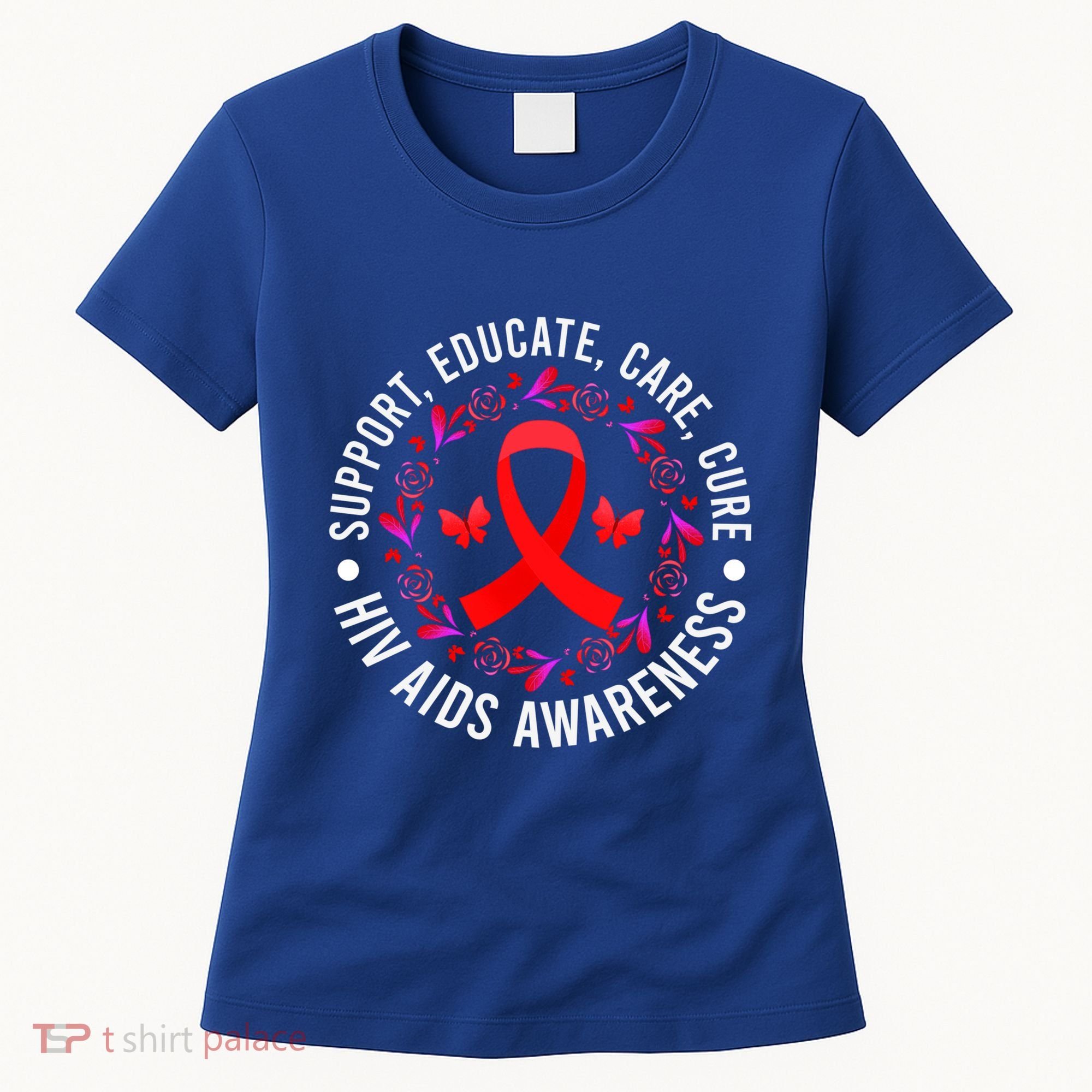 Support Educate World Aids Day Hiv/aids Awareness Red Ribbon Gift Women's T-Shirt