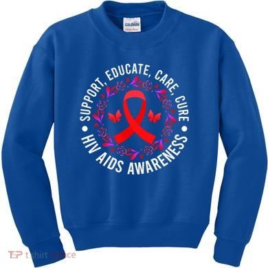 Support Educate World Aids Day Hiv/aids Awareness Red Ribbon Gift Kids Sweatshirt