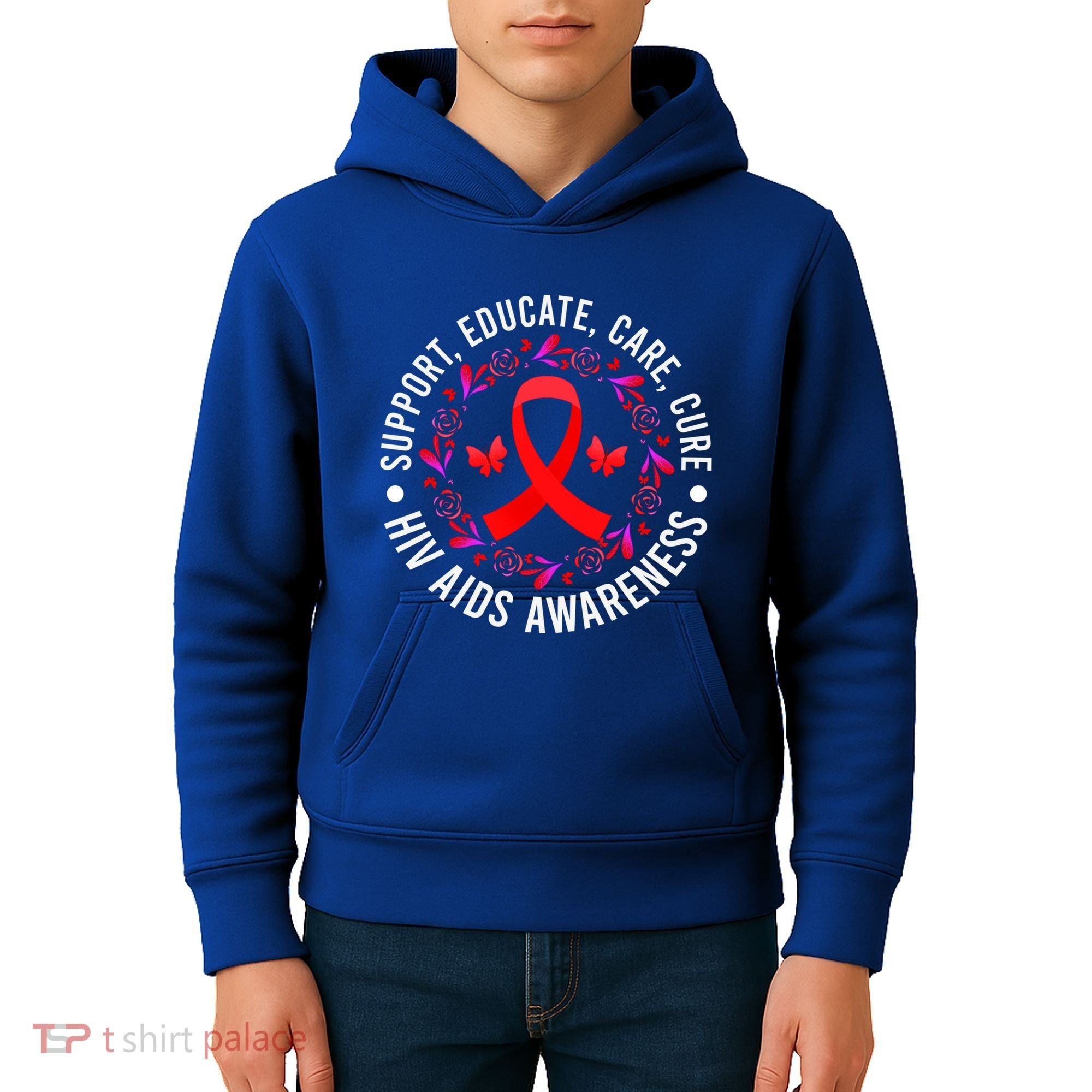 Support Educate World Aids Day Hiv/aids Awareness Red Ribbon Gift Kids Hoodie