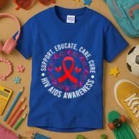 Support Educate World Aids Day Hiv/aids Awareness Red Ribbon Gift Kids T-Shirt thumb 3