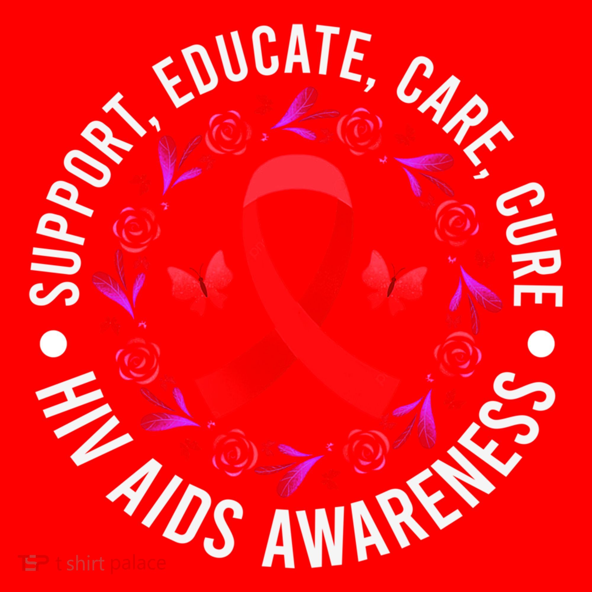 Support Educate World Aids Day Hiv/aids Awareness Red Ribbon Gift Santa Hat