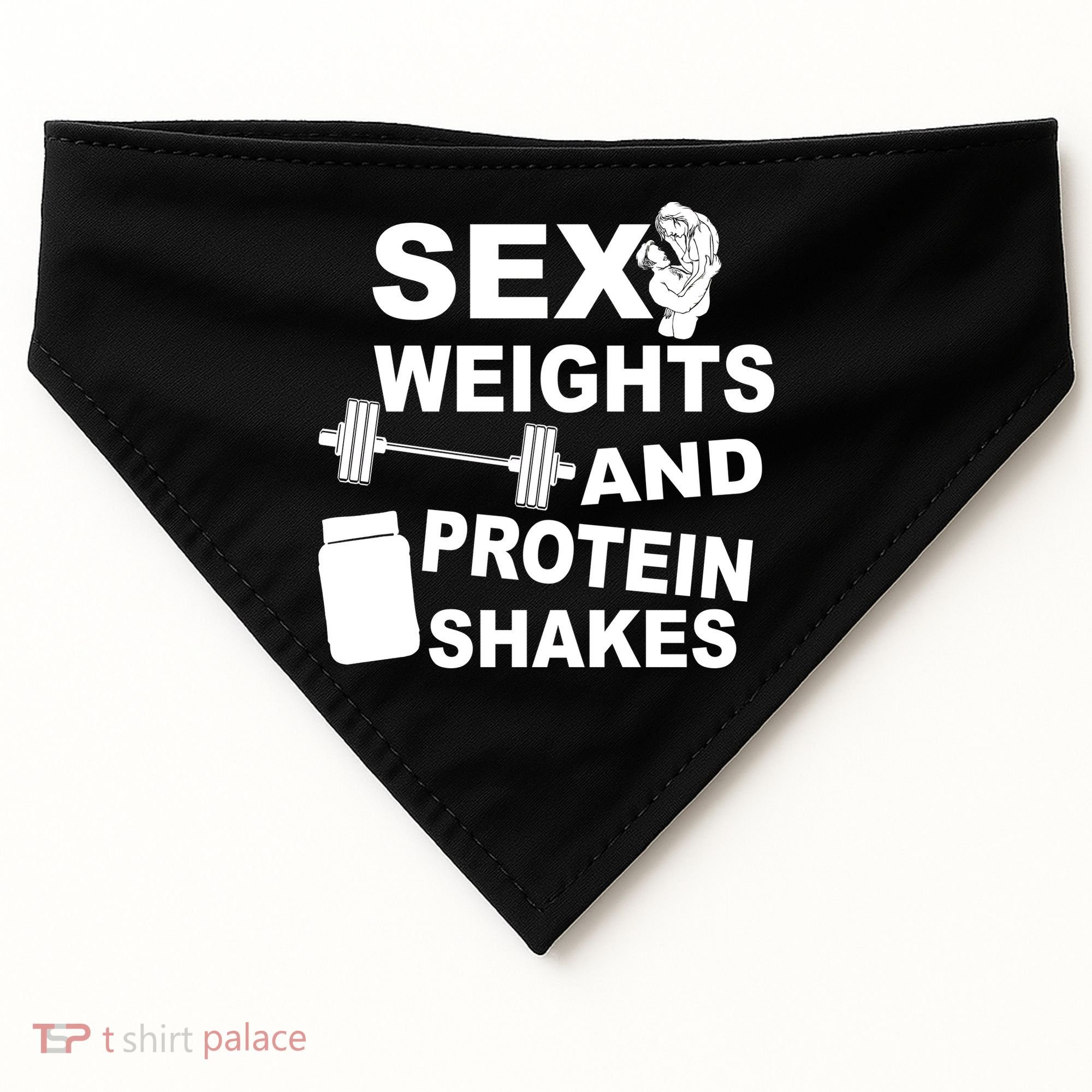 Sex Weights Protein Shakes USA-Made Doggie Bandana