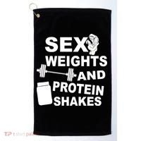 Sex Weights Protein Shakes Golf Towel thumb 0