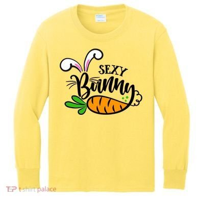 Sexy Bunny Funny Easter Kids Long Sleeve Shirt
