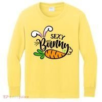 Sexy Bunny Funny Easter Kids Long Sleeve Shirt thumb 0