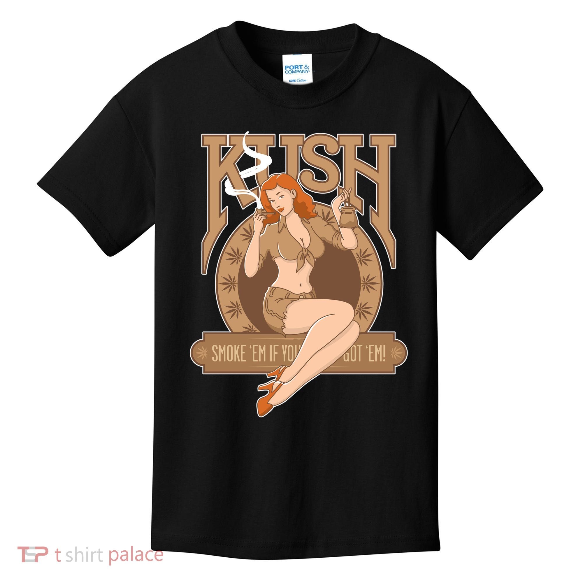 Sexy Lady Kush Smoke Marijuana Kids T-Shirt