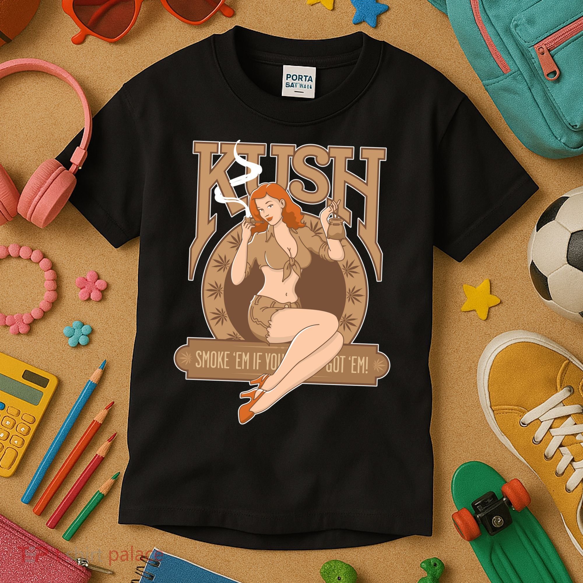 Sexy Lady Kush Smoke Marijuana Kids T-Shirt