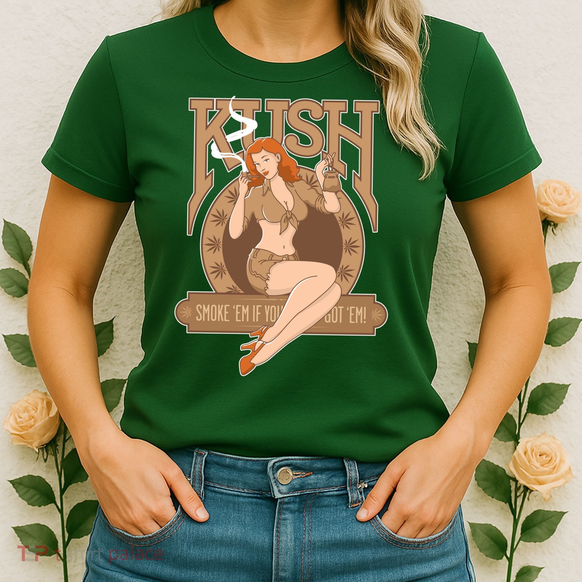 Sexy Lady Kush Smoke Marijuana Women's T-Shirt