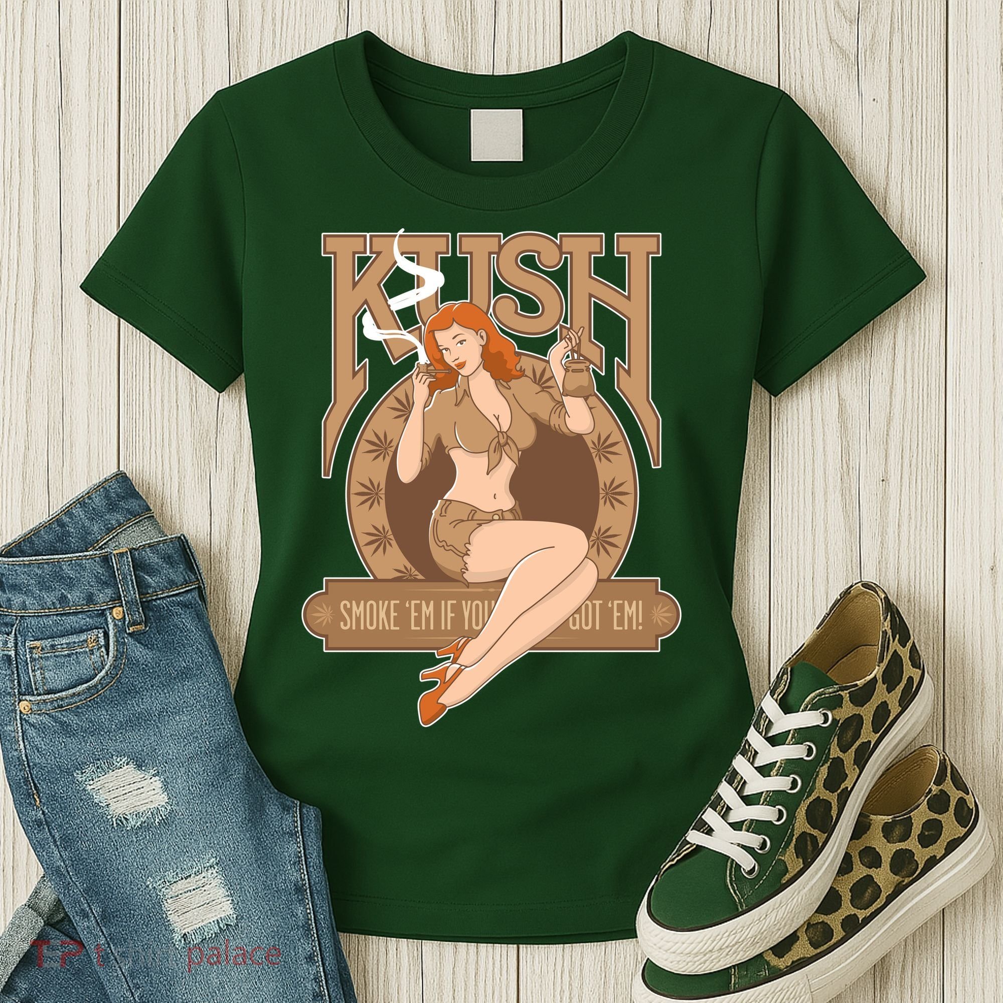 Sexy Lady Kush Smoke Marijuana Women's T-Shirt