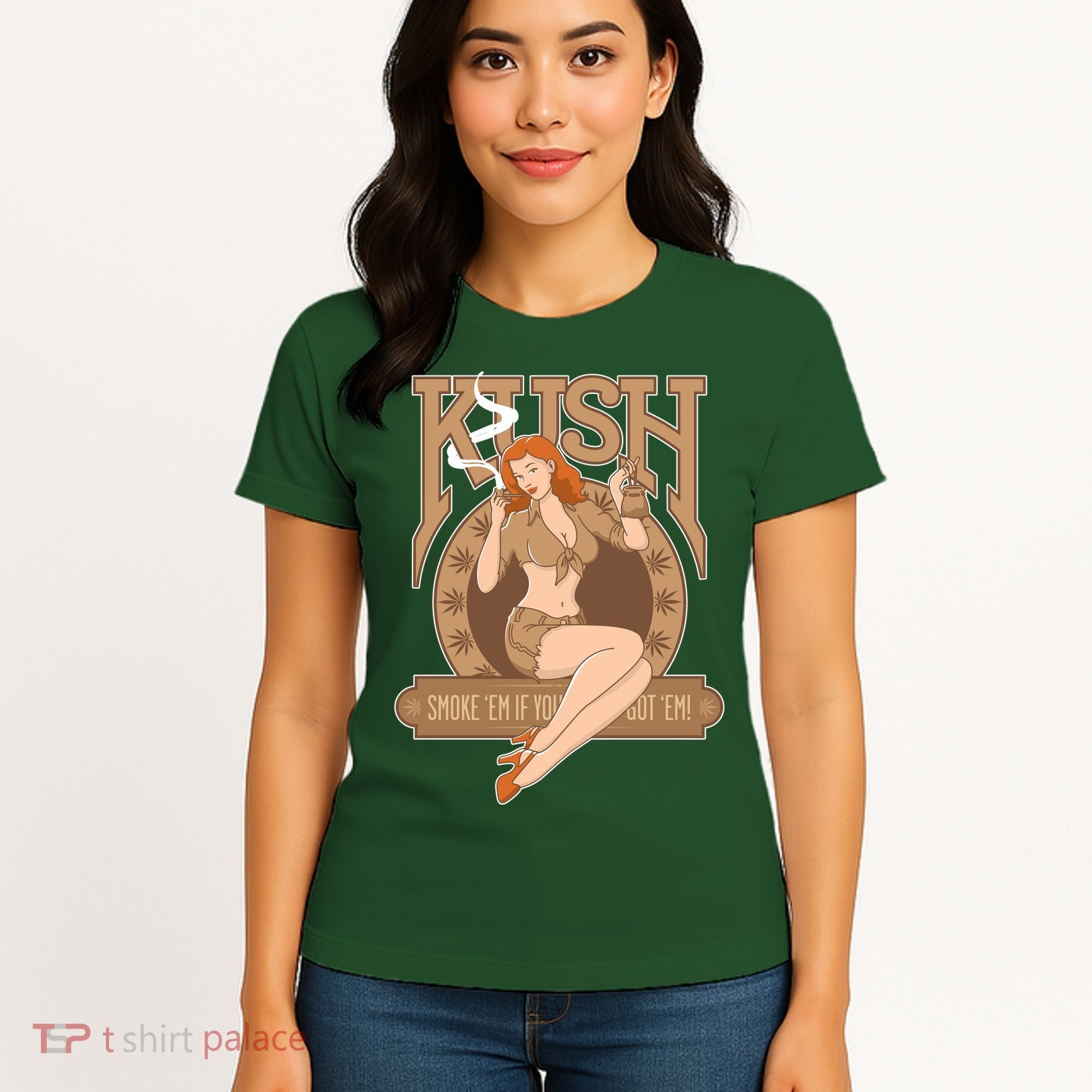 Sexy Lady Kush Smoke Marijuana Women's T-Shirt