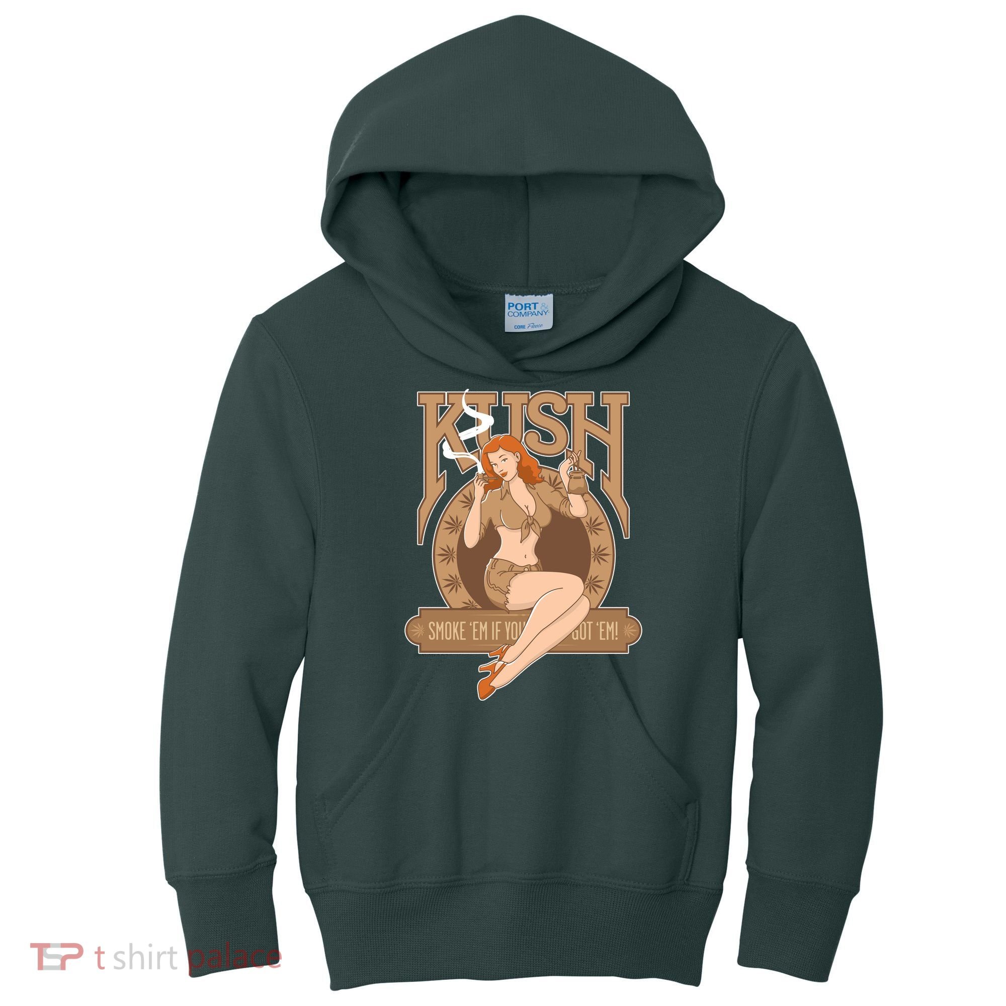 Sexy Lady Kush Smoke Marijuana Kids Hoodie