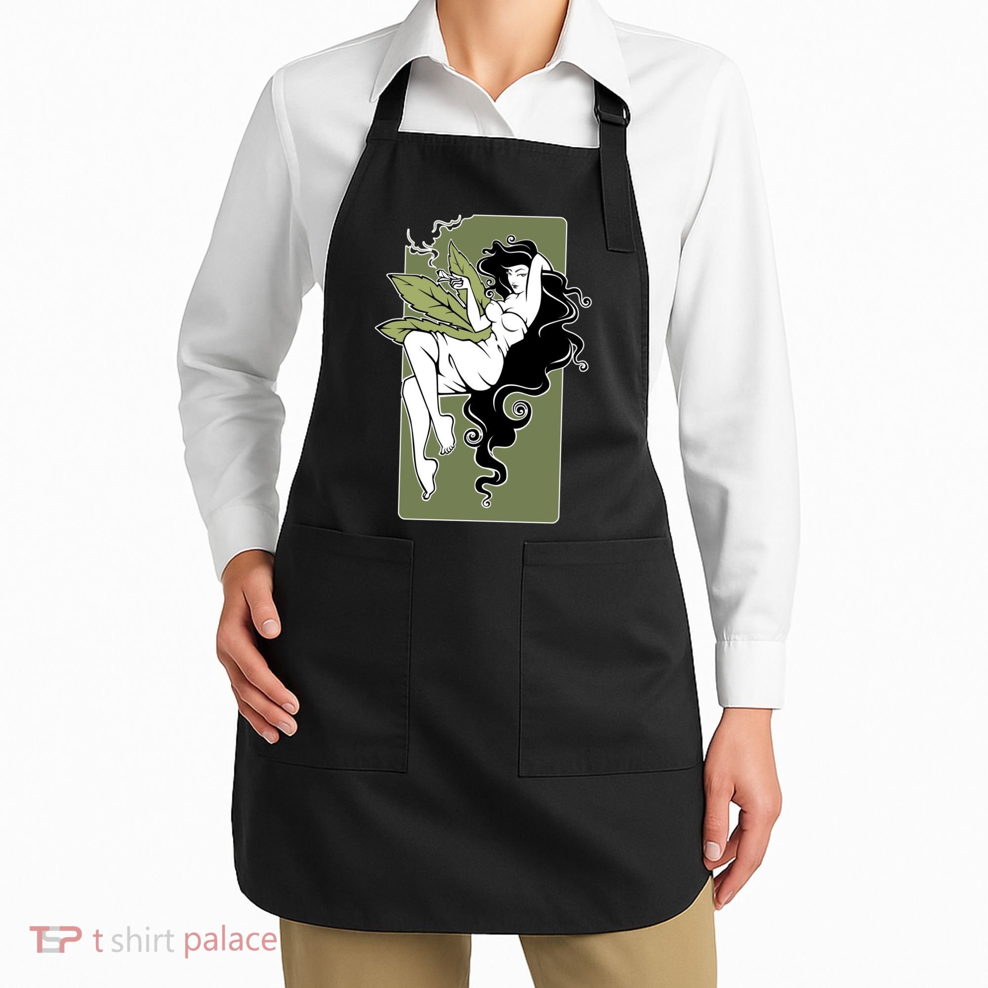Sexy Lady Smoking Cannabis Dress Apron