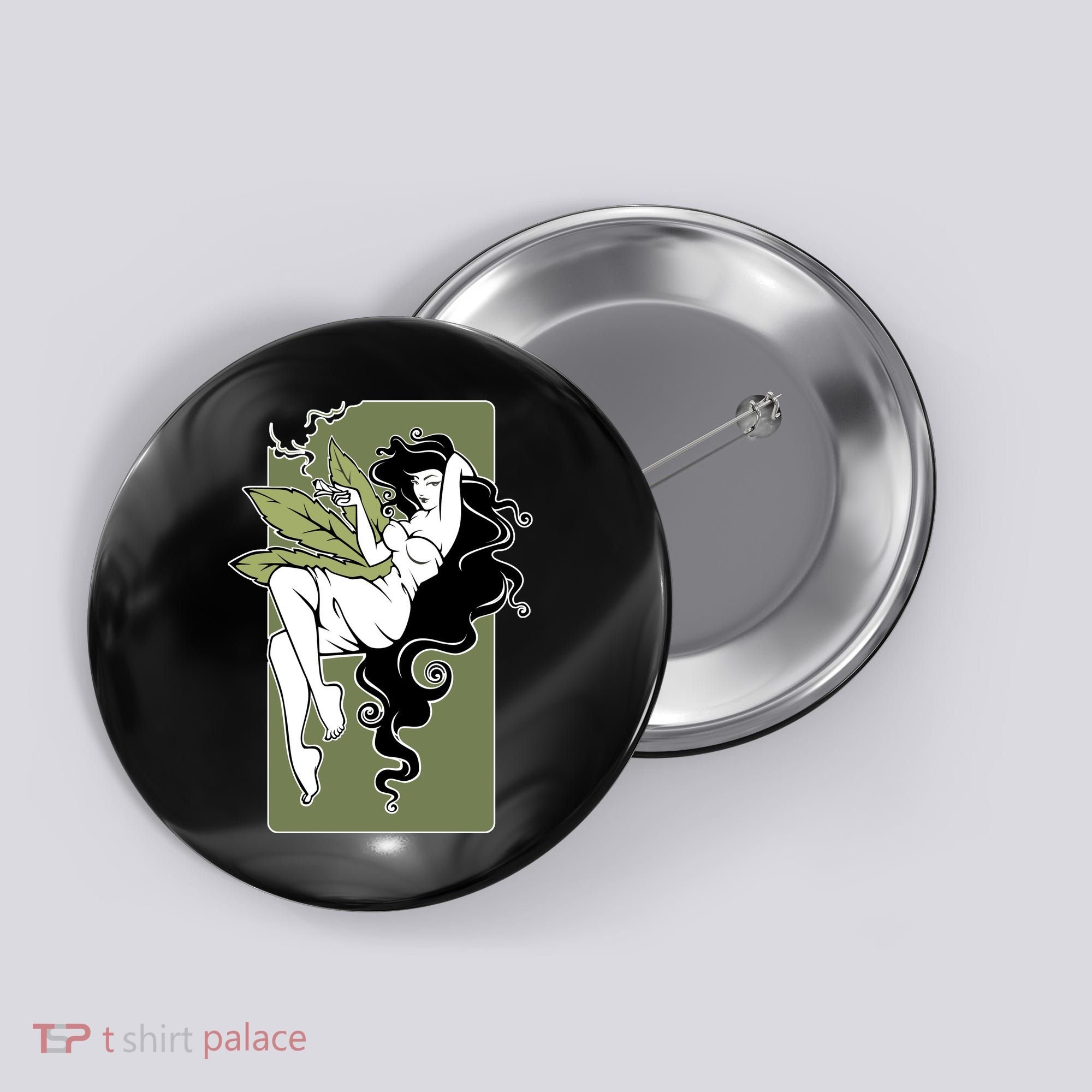 Sexy Lady Smoking Cannabis Dress Button
